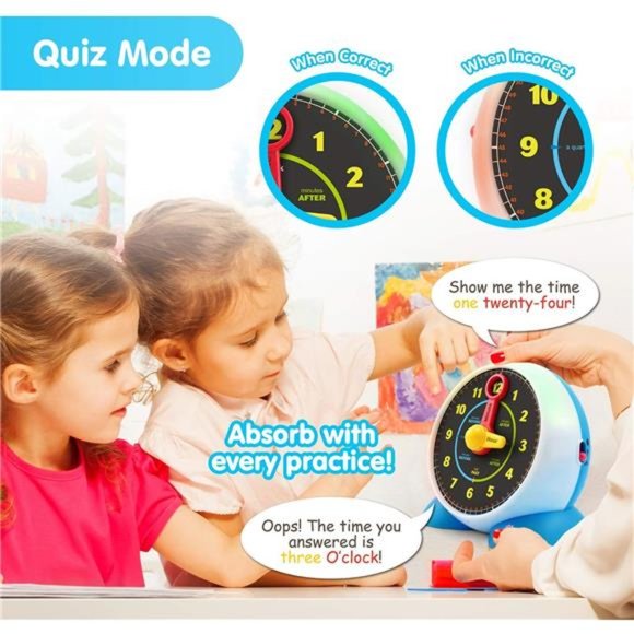 Learning Clock - Educational Talking Learn to Tell Time Teaching Light-Up Toy - Picture 4 of 6